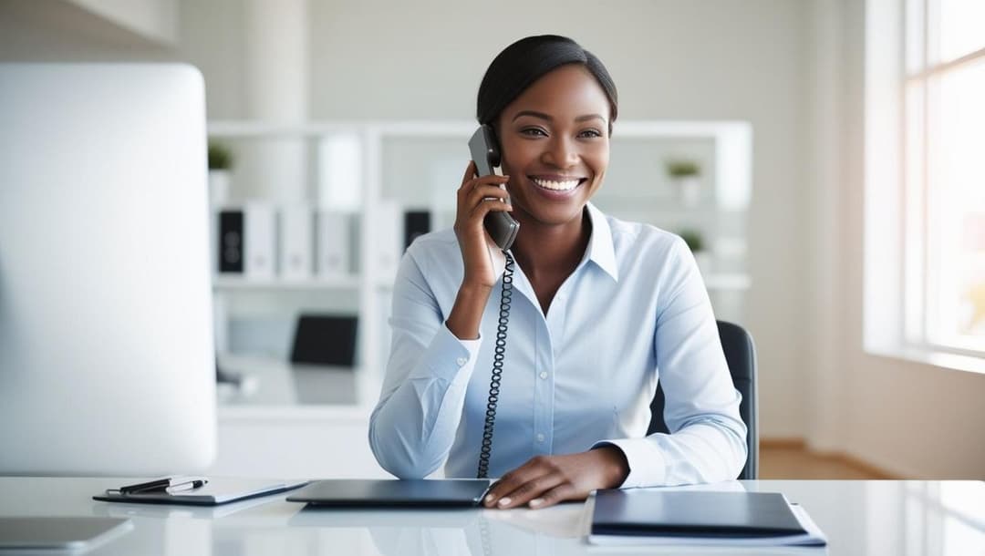 A customer support professional wearing a headset.